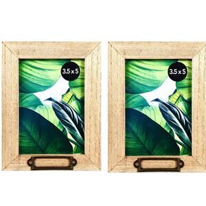 NEW Greenbier Set of Two Wooden Picture Frame 3.5x5 Inch with Placard Decor